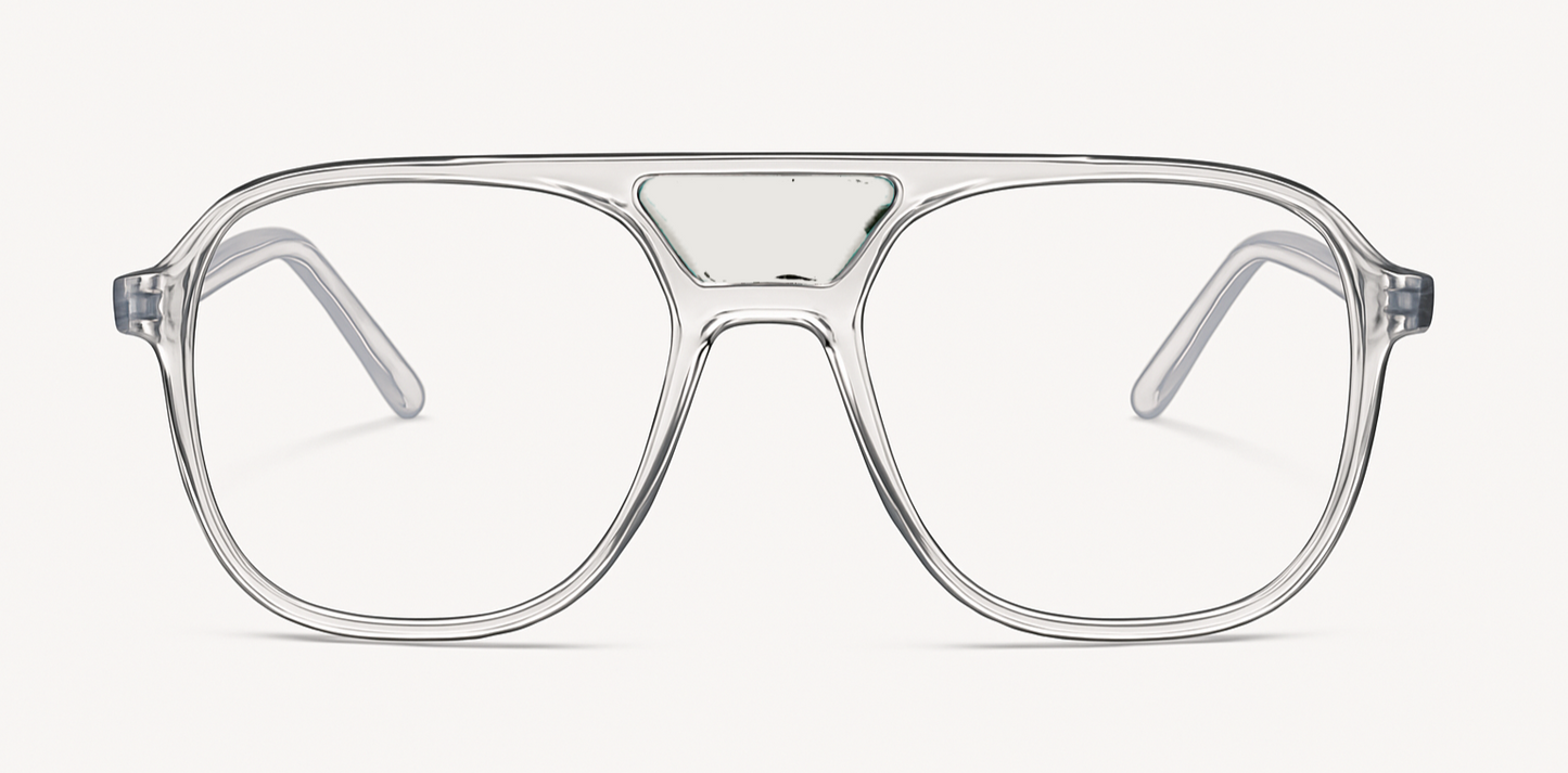 The "Karma" frames are nested with unique natural crystals. Clear frames with Blue light and UV blocker. Size: 54-16-145