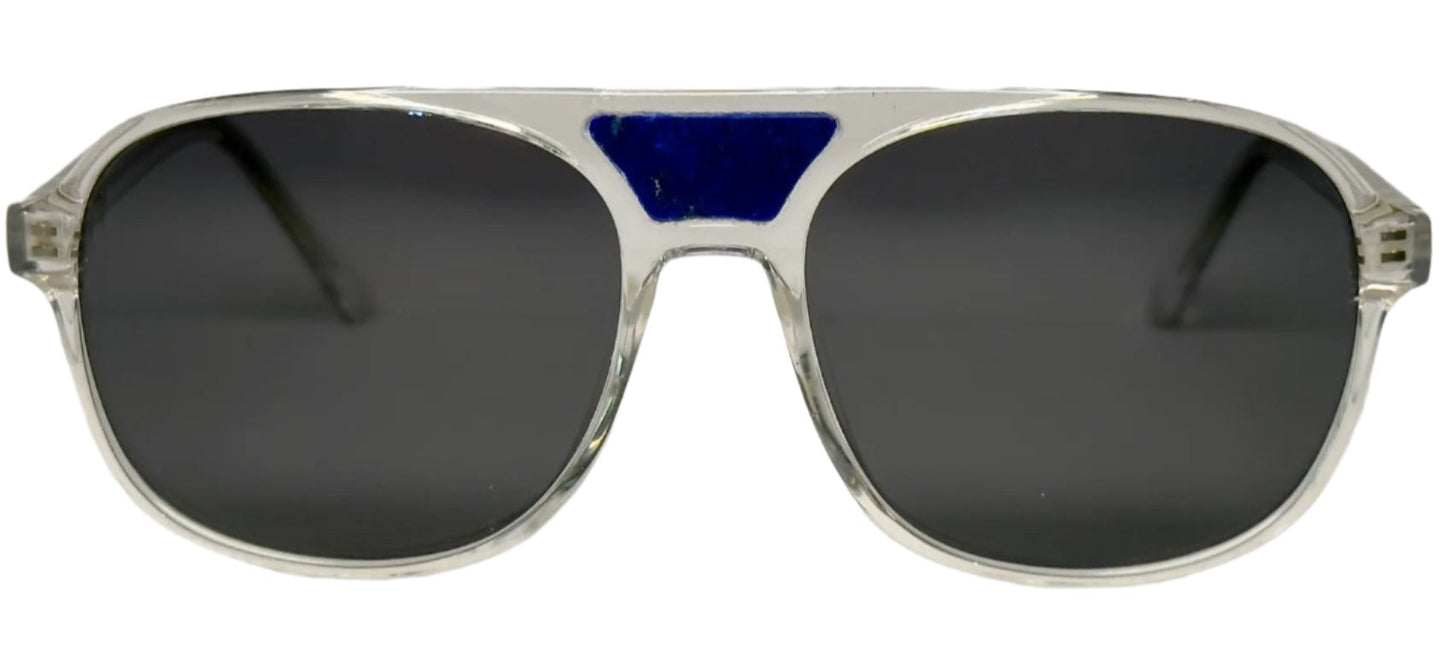 The "Karma" frames are nested with unique natural crystals. Clear frames with Polarized sunglass lenses. Size: 54-16-145