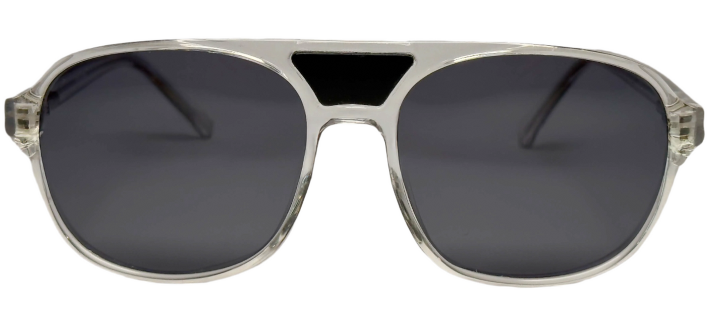 The "Karma" frames are nested with unique natural crystals. Clear frames with Polarized sunglass lenses. Size: 54-16-145