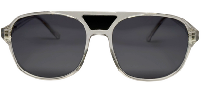 The "Karma" frames are nested with unique natural crystals. Clear frames with Polarized sunglass lenses. Size: 54-16-145
